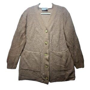 Everlane Cardigan Sweater Womens Brown Alpaca Wool Button Boyfriend Camel Sz S
